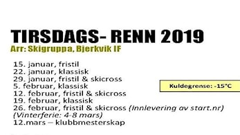 Tirsdagsrenn 2019